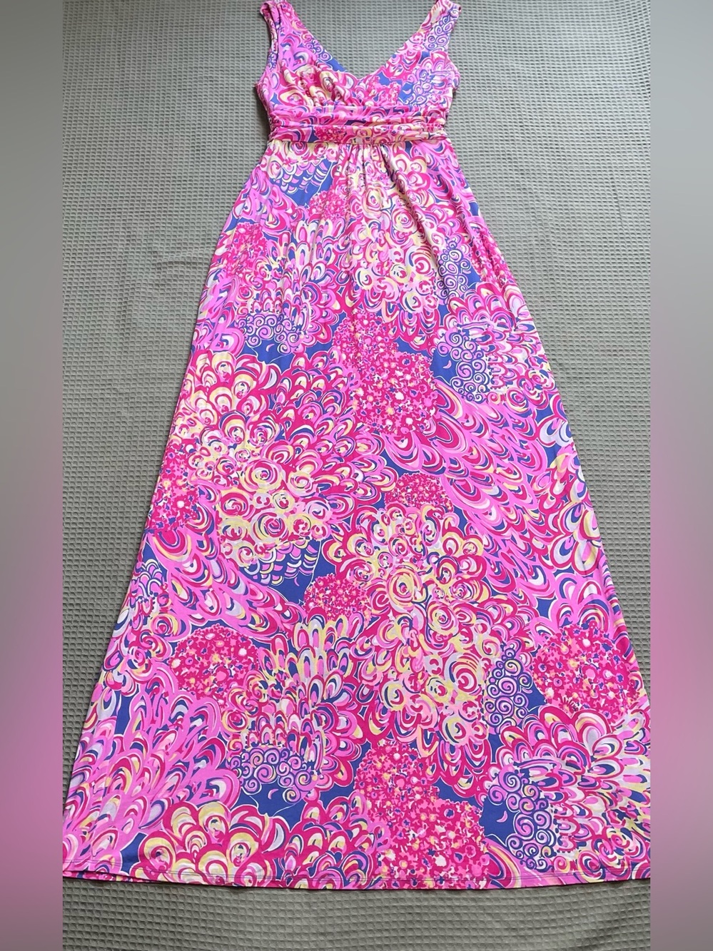 Lilly Pulitzer Sloane Maxi Dress Small Womens Lilly’s Lagoon Pink Jersey Stretch
